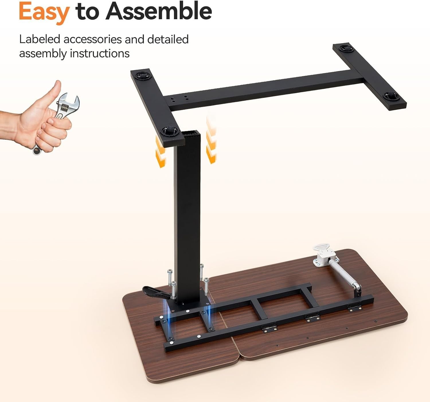 Overbed Laptop Table Height Adjustable Rolling Desk with Tilting Top 80x40cm