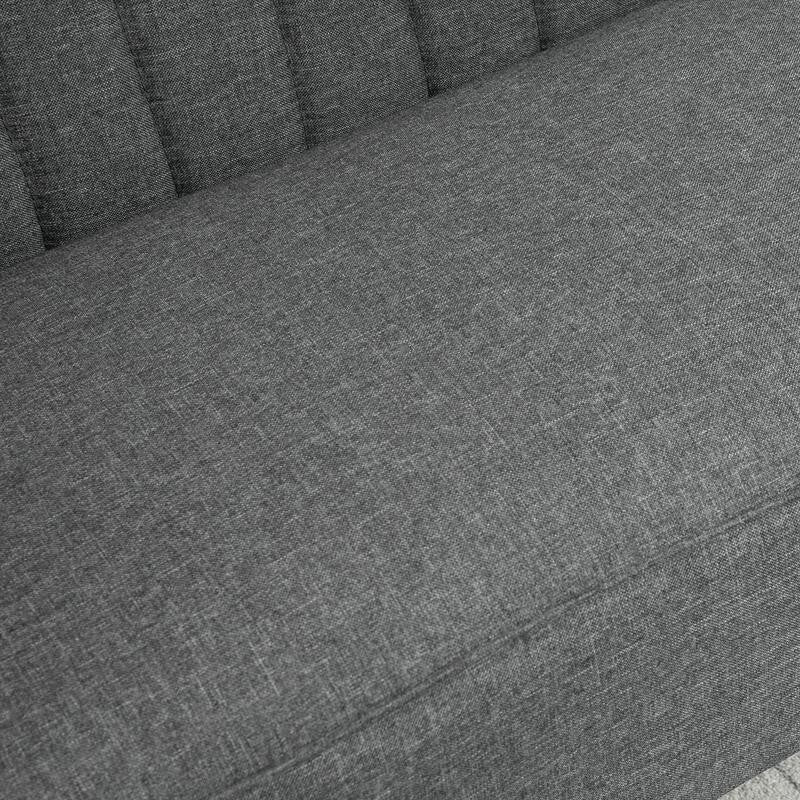 2 Seater Grey Linen Sofa Compact Loveseat Padded Upholstered Couch Wood Legs