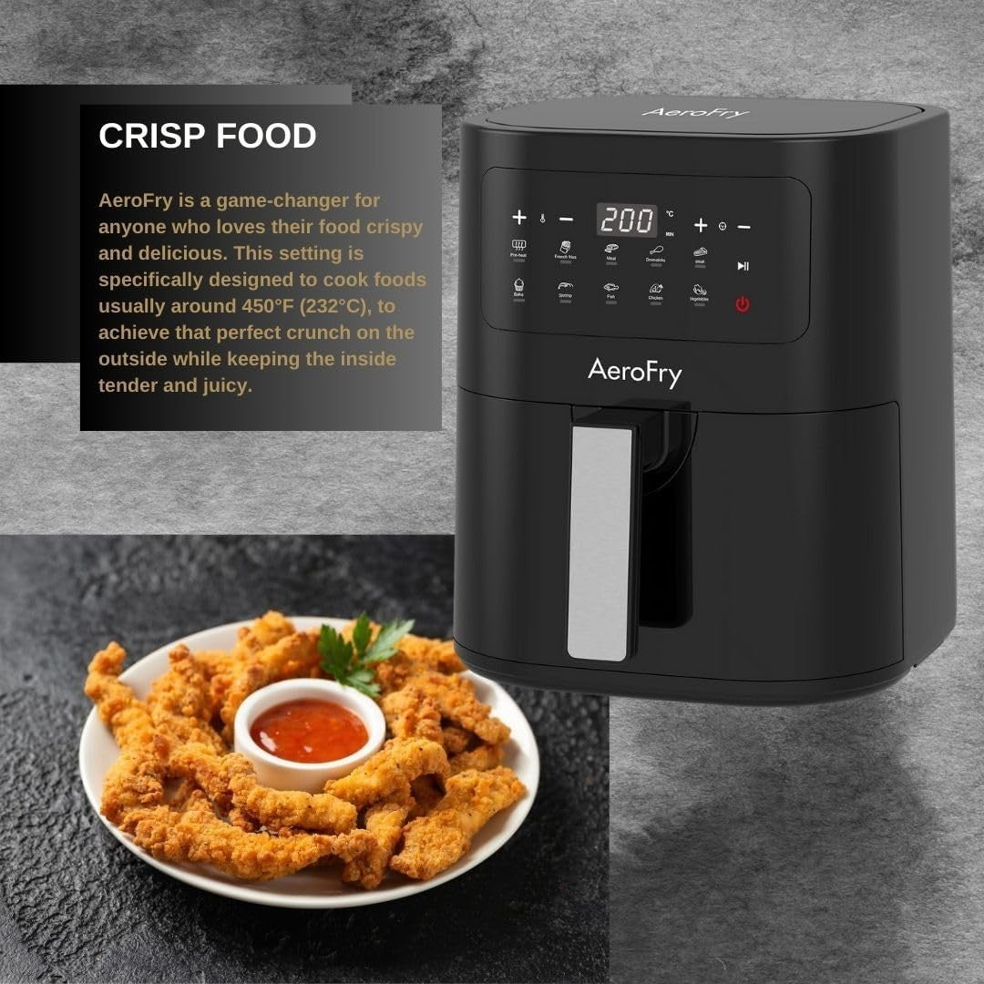 4.5L Digital Air Fryer Oil-Free Cooker Timer 10 Presets Non Stick Basket