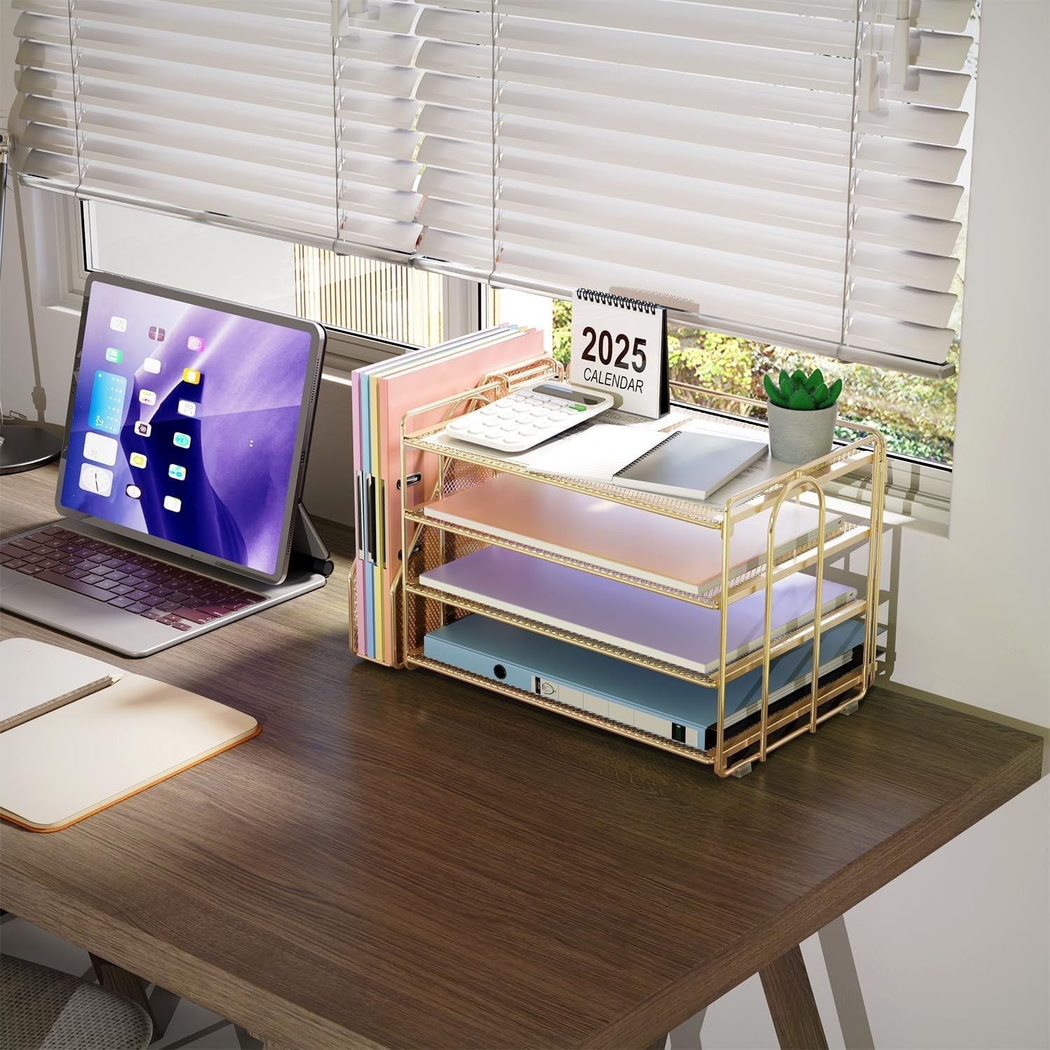 4-Tier Desk Organizer with Magazine Rack | Metal File & Office Storage.