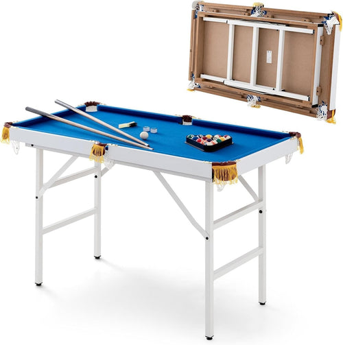 4FT Portable Folding Billiards Table Pool Snooker Set w Cues Balls