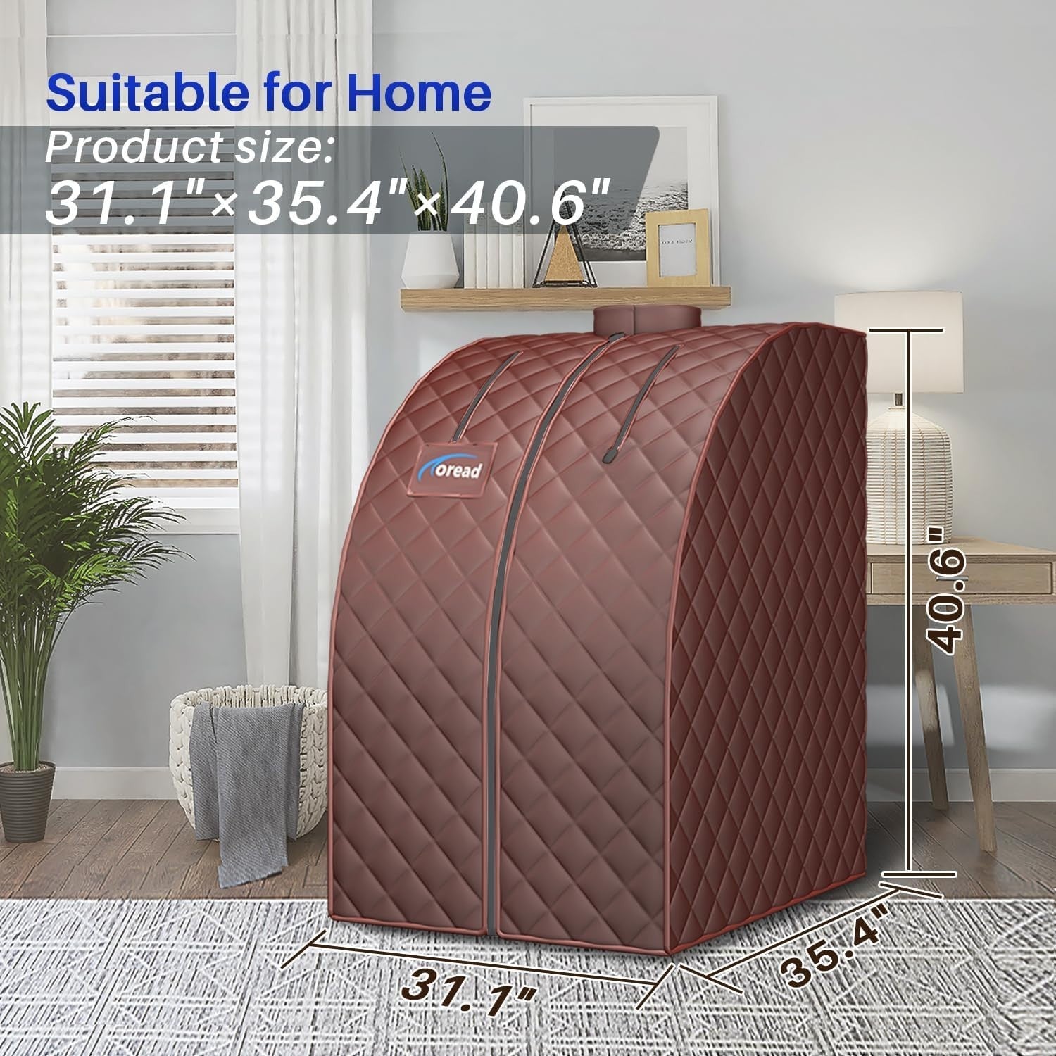 2.6L Portable Steam Sauna Tent 1000W Fast Heating Personal Spa Brown