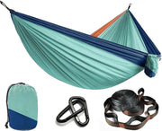 Outdoor Camping Hammock Ultra-Light 210T Nylon Swing with Straps Light Blue