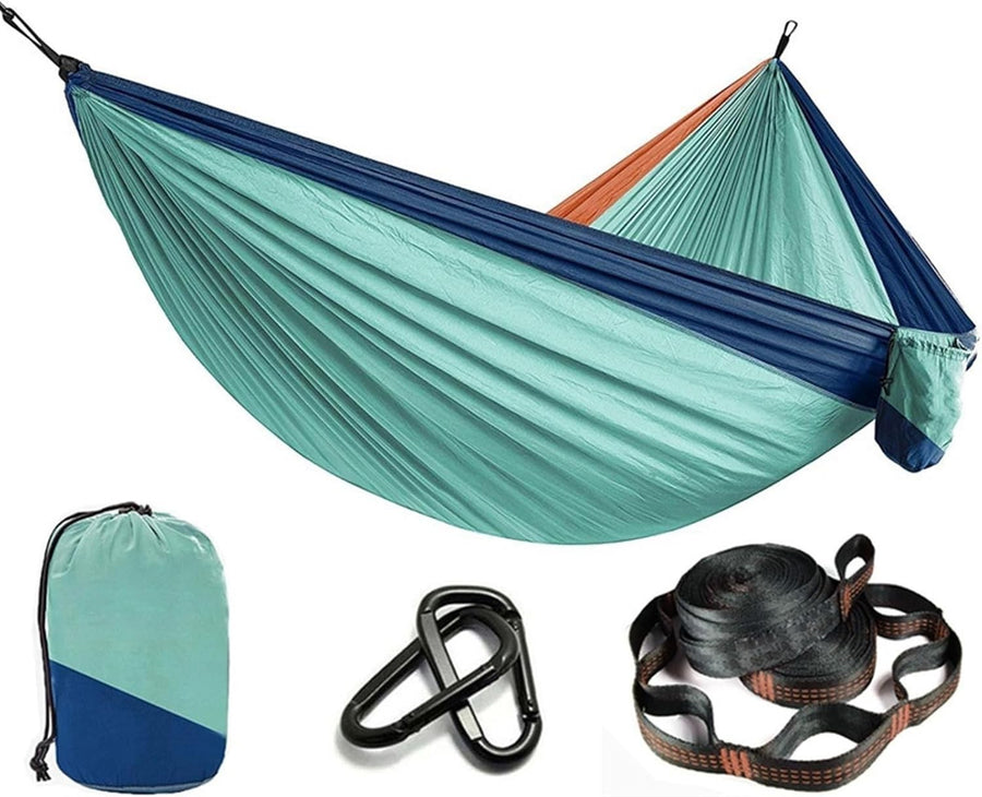 Outdoor Camping Hammock Ultra-Light 210T Nylon Swing with Straps Light Blue
