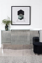 Luxury Mirrored Radiator Cover | Silver Glass Console Cabinet | Adjustable