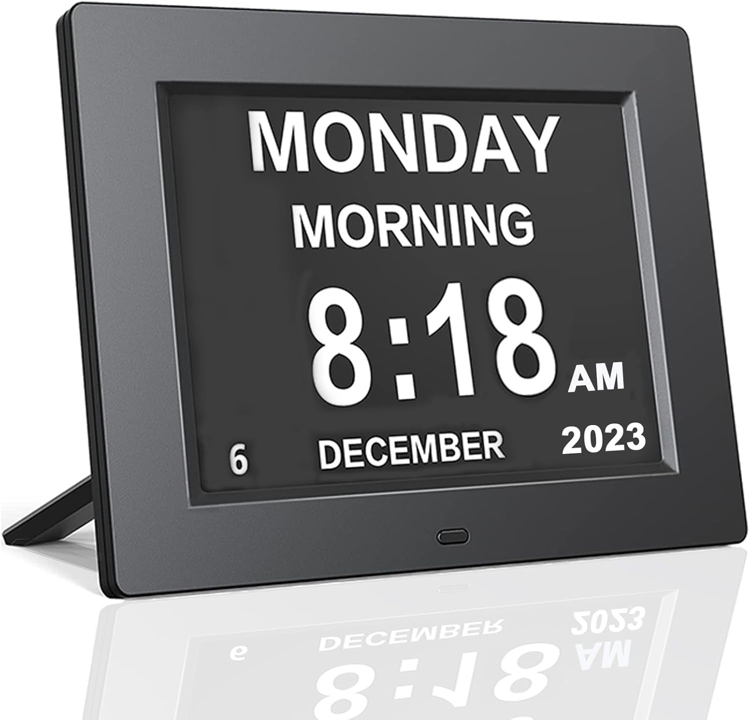 Digital Day Calendar Alarm Clock for Seniors Dementia Black Large Display