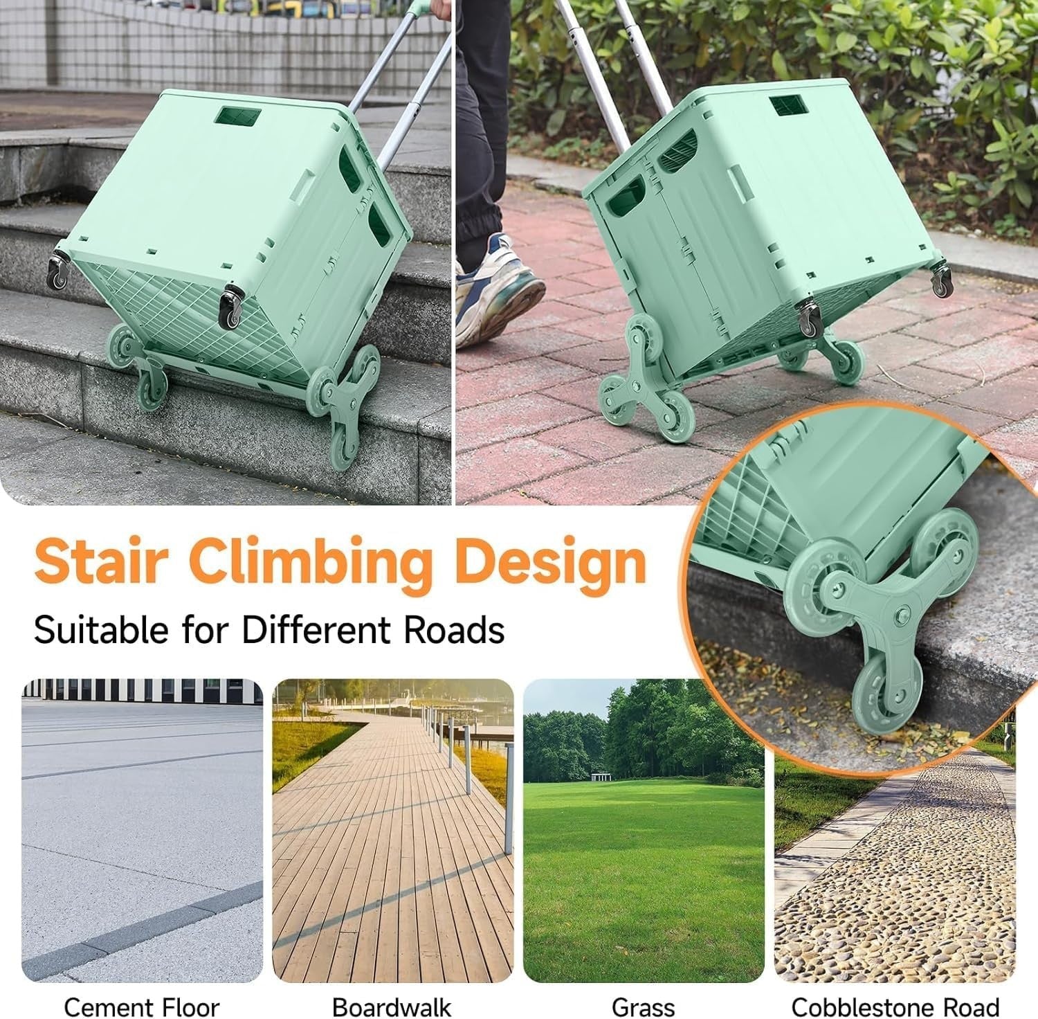 65L Stair Climber Folding Shopping Trolley 8 Wheel Utility Cart