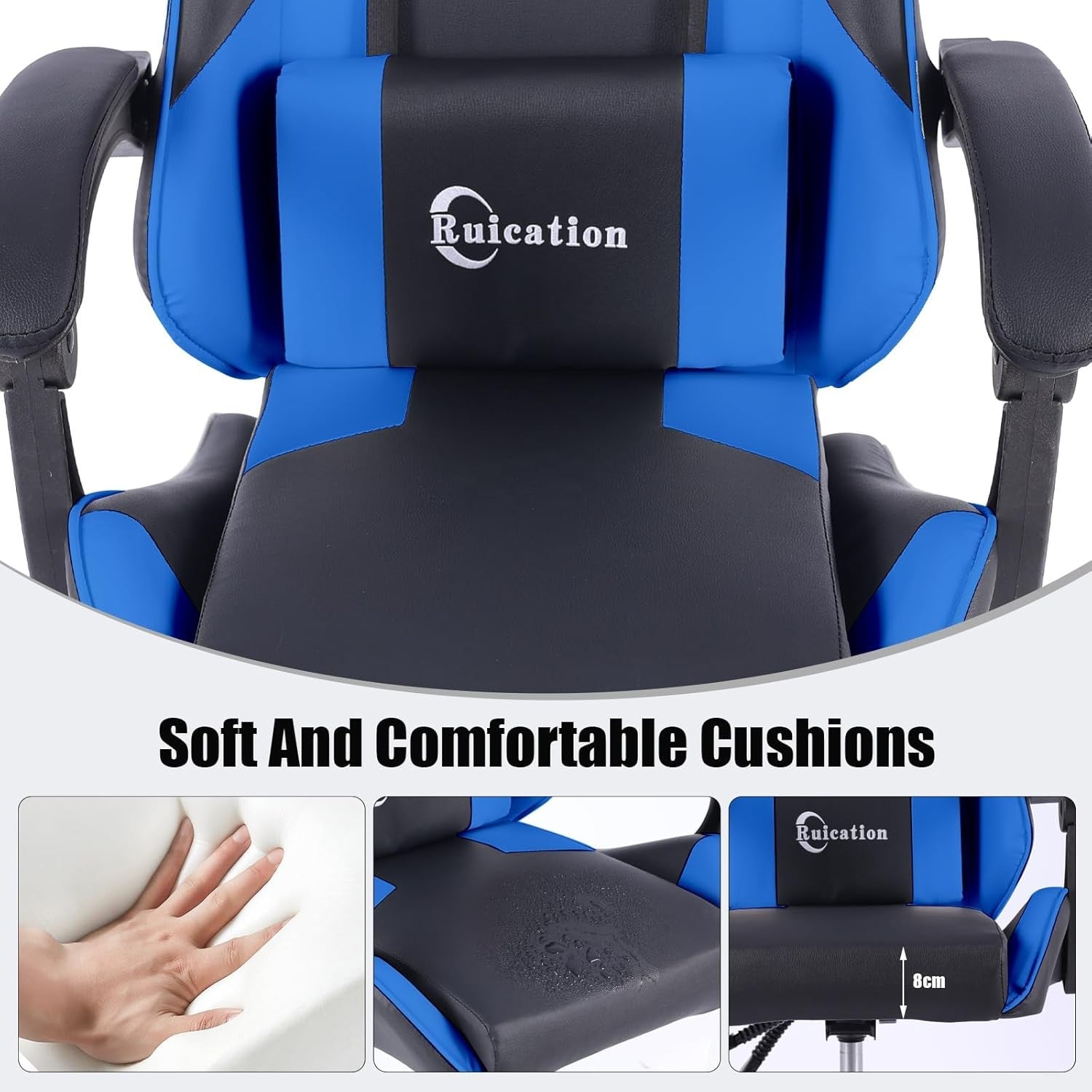 Ergonomic Gaming Chair Reclining Office Desk Chair Lumbar Support Blue