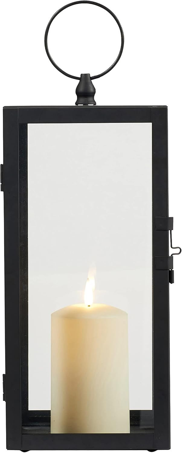 2 Pack Black Metal LED Candle Lanterns Outdoor
