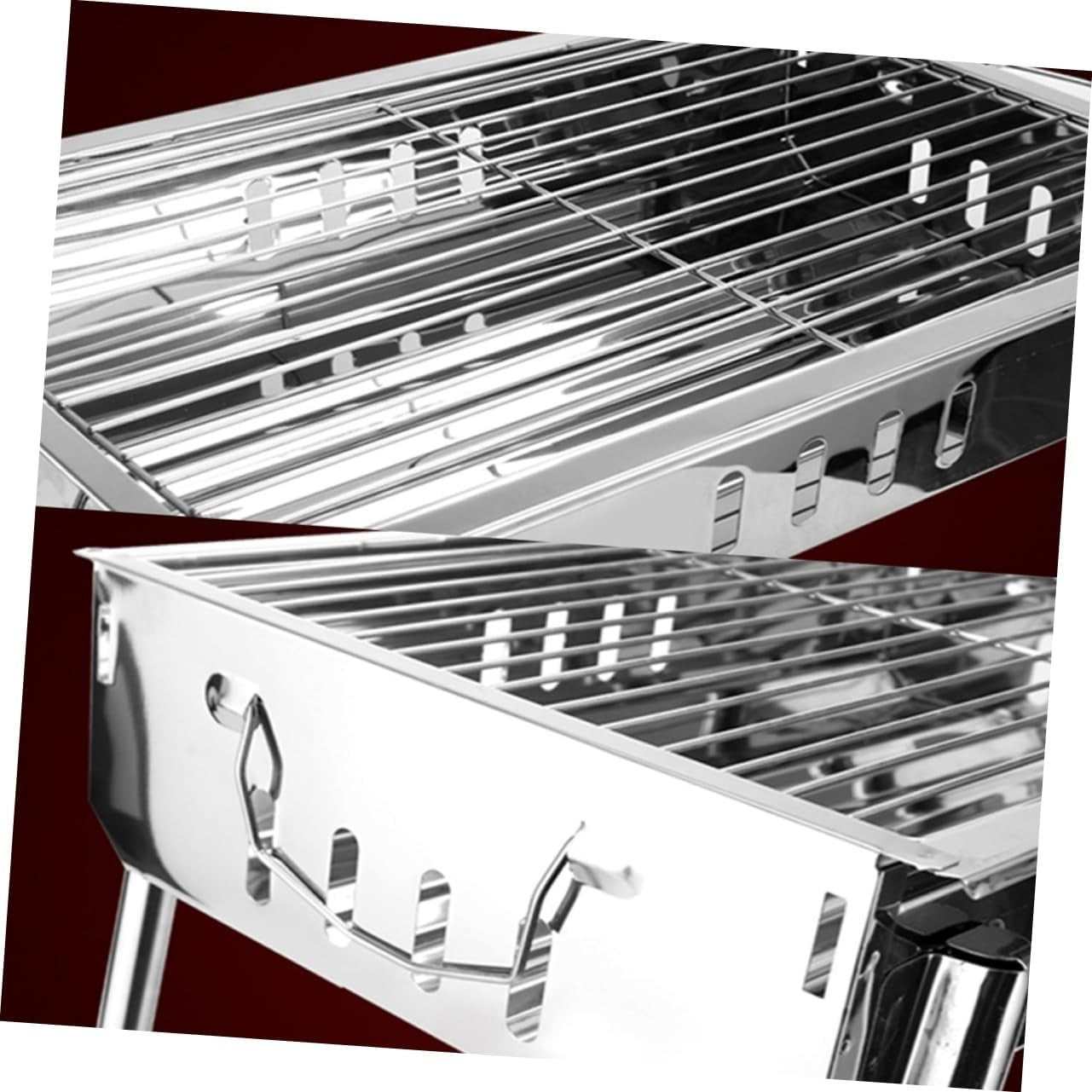 Portable Stainless Steel Charcoal BBQ Grill with Folding Legs Outdoor Camping