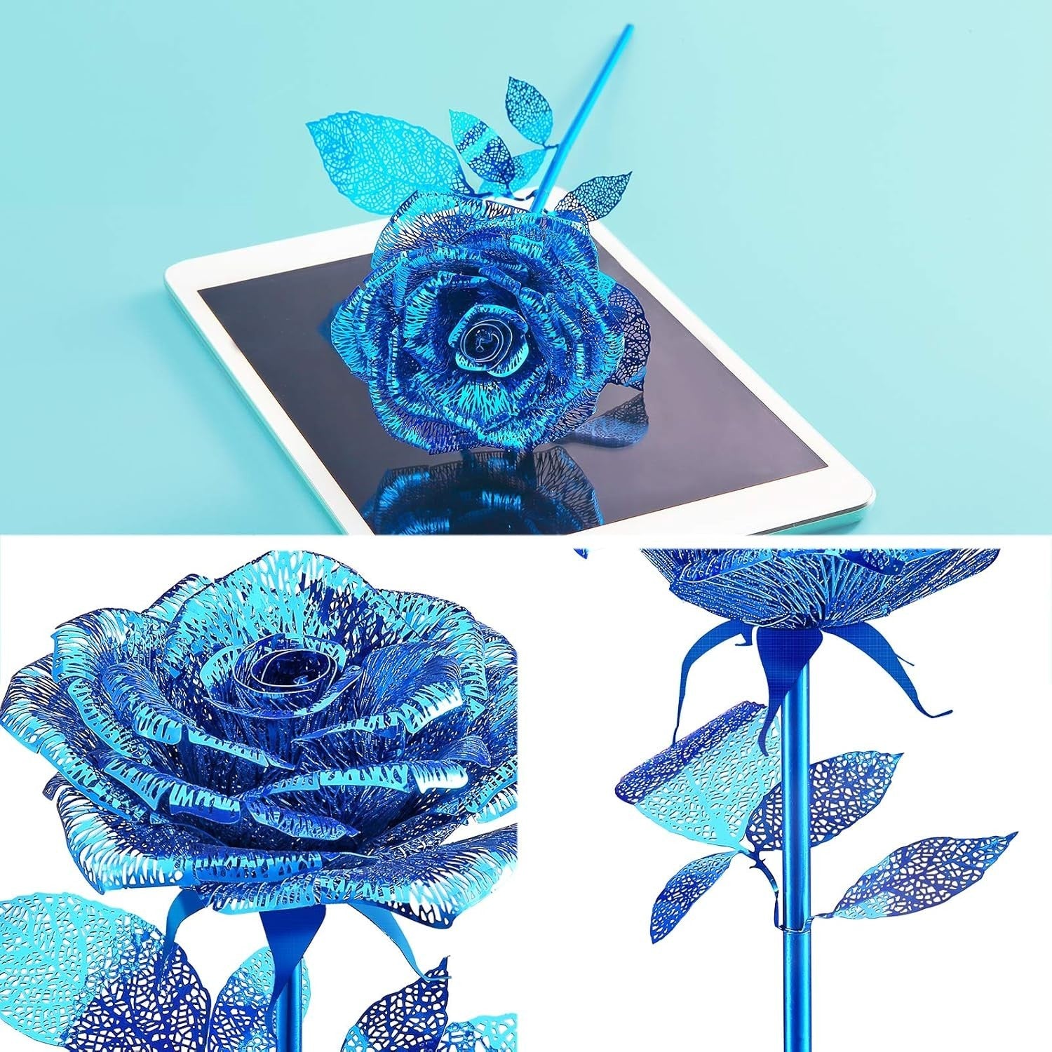 3D Metal Rose Puzzle for Adults & Teens, Stainless Steel DIY Craft Kit, Unique G