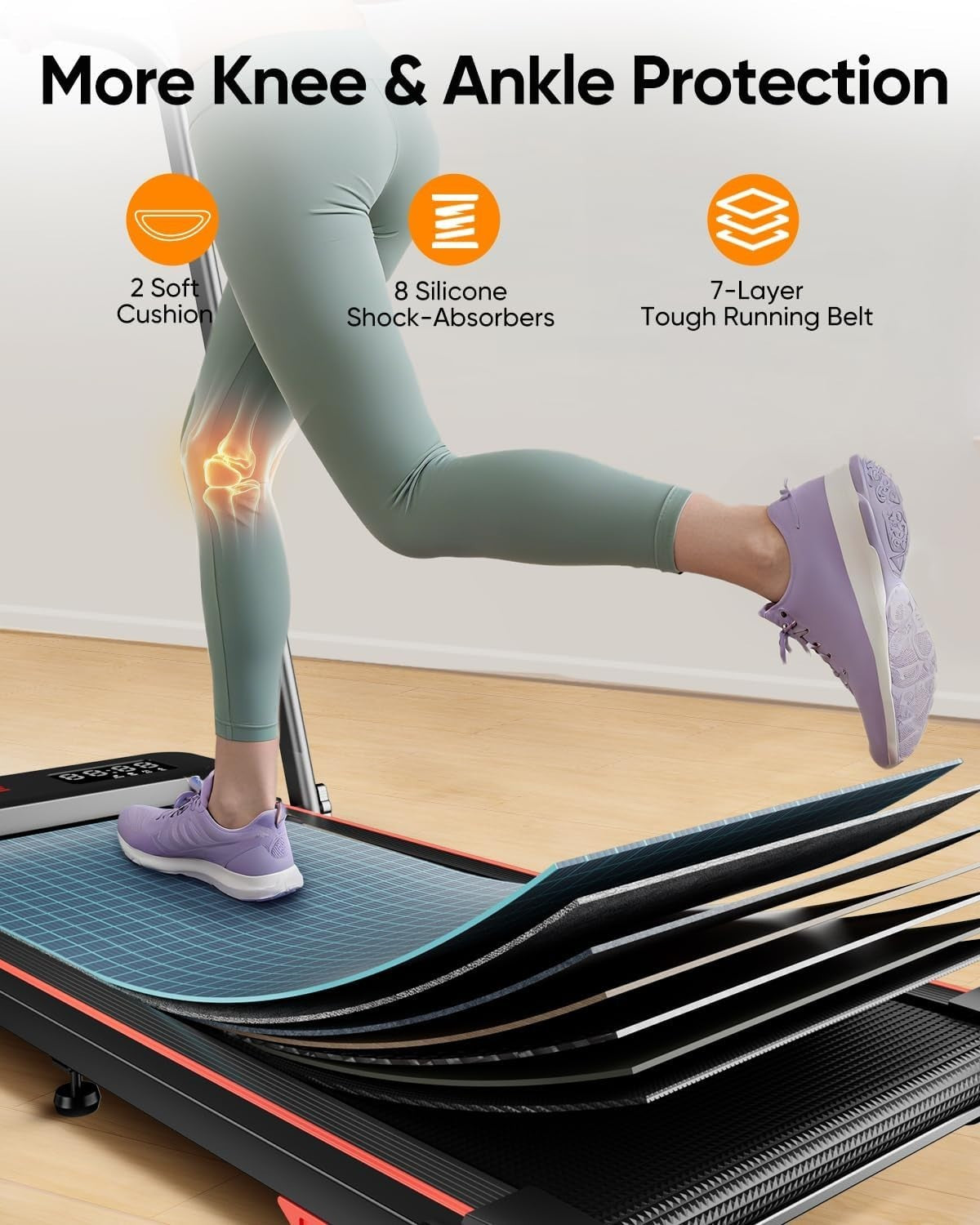 6-in-1 Folding Treadmill for Home | Portable Under Desk, Incline, App & LED Disp