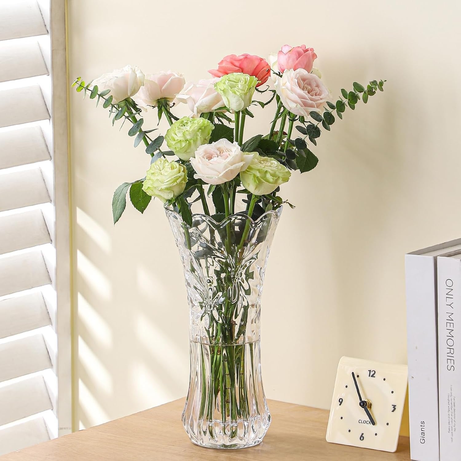 30cm Crystal Glass Flower Vase Tall Clear Tulip Vase Wedding Centrepiece