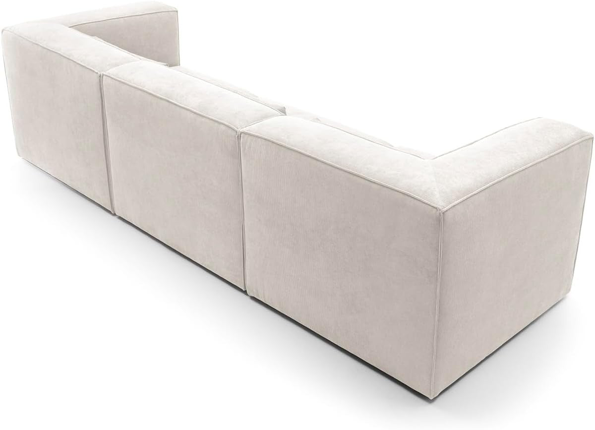 4 Seater White Cord Chenille Modular Sofa | Modern, Soft, Space-Saving Design