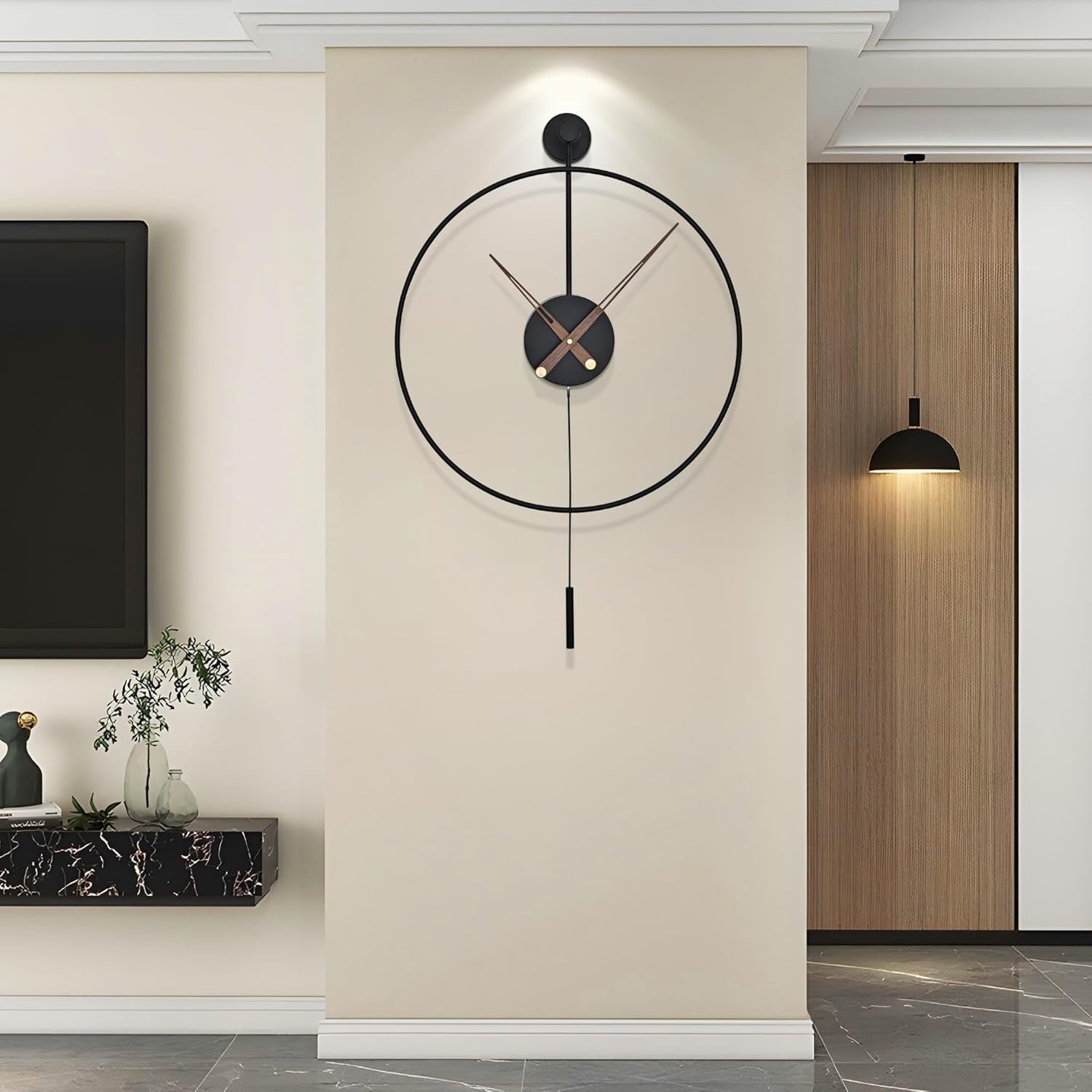 Large Black Wall Clock 60cm Silent Non-Ticking Modern Minimalist Art