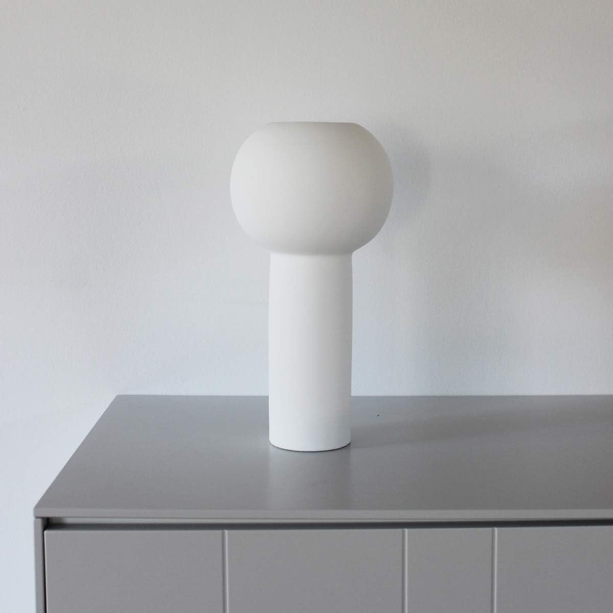 White Ceramic Pillar Vase 32cm Modern Minimalist Table Home Decor