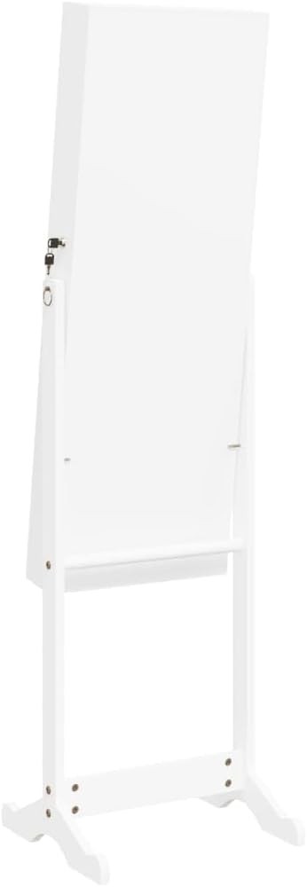 LED Standing Mirror Jewelry Cabinet Lockable Storage Armoire White