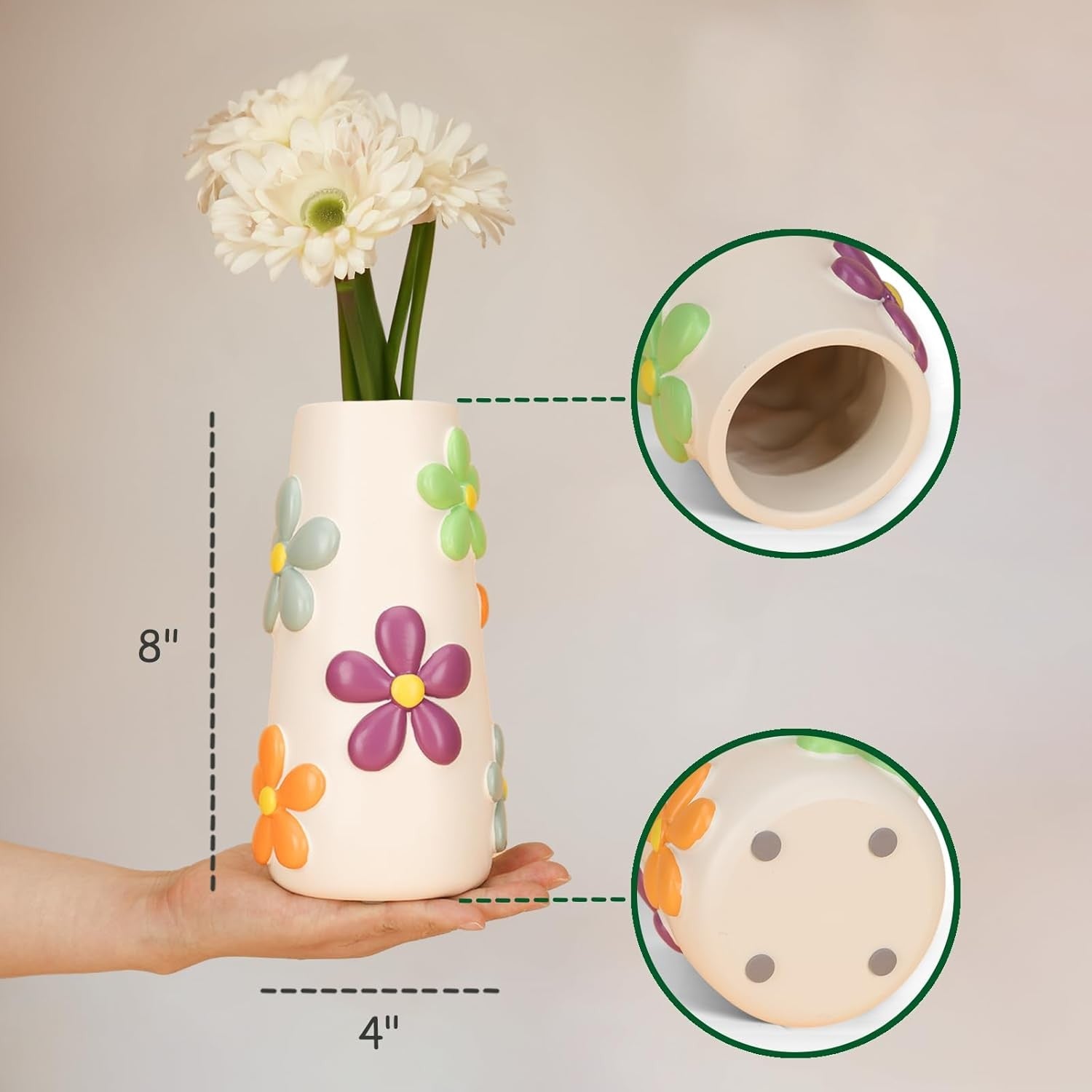Pink Pastel Flower Vase Funky Mushroom Resin Vase Cute Table Home Decor
