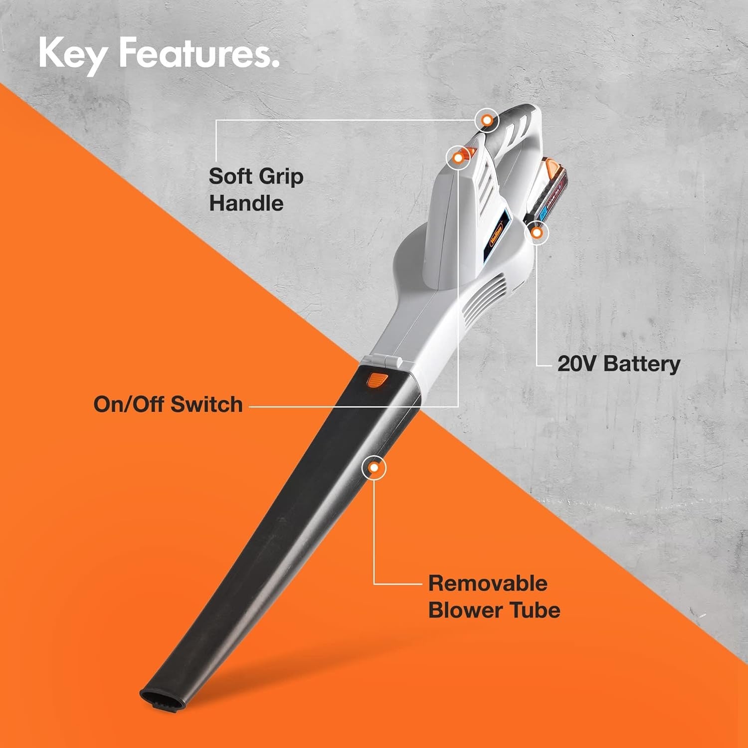 Cordless Leaf Blower 20V Battery Lightweight Quiet Handheld Garden