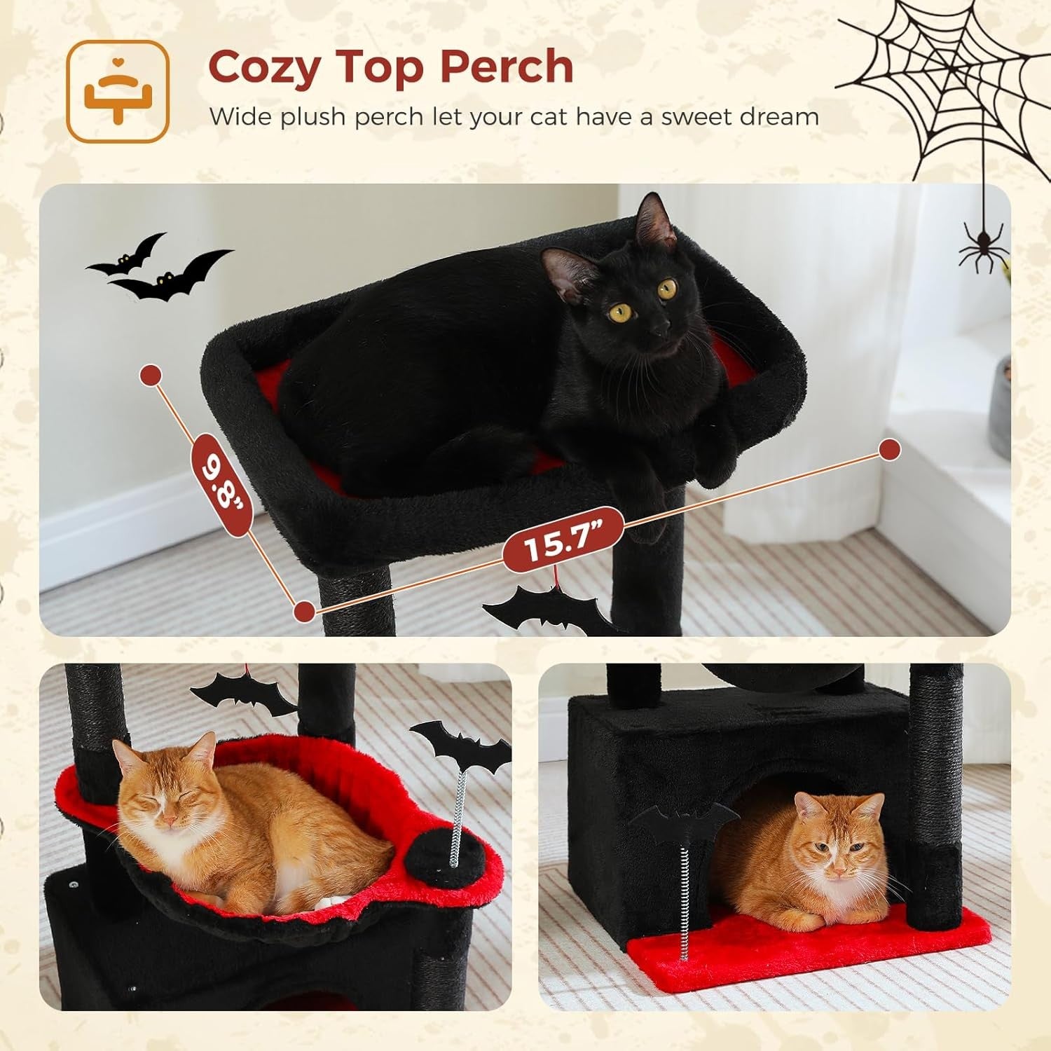Gothic Cat Tree Tower Condo Hammock Scratching Post Indoor Play 79cm
