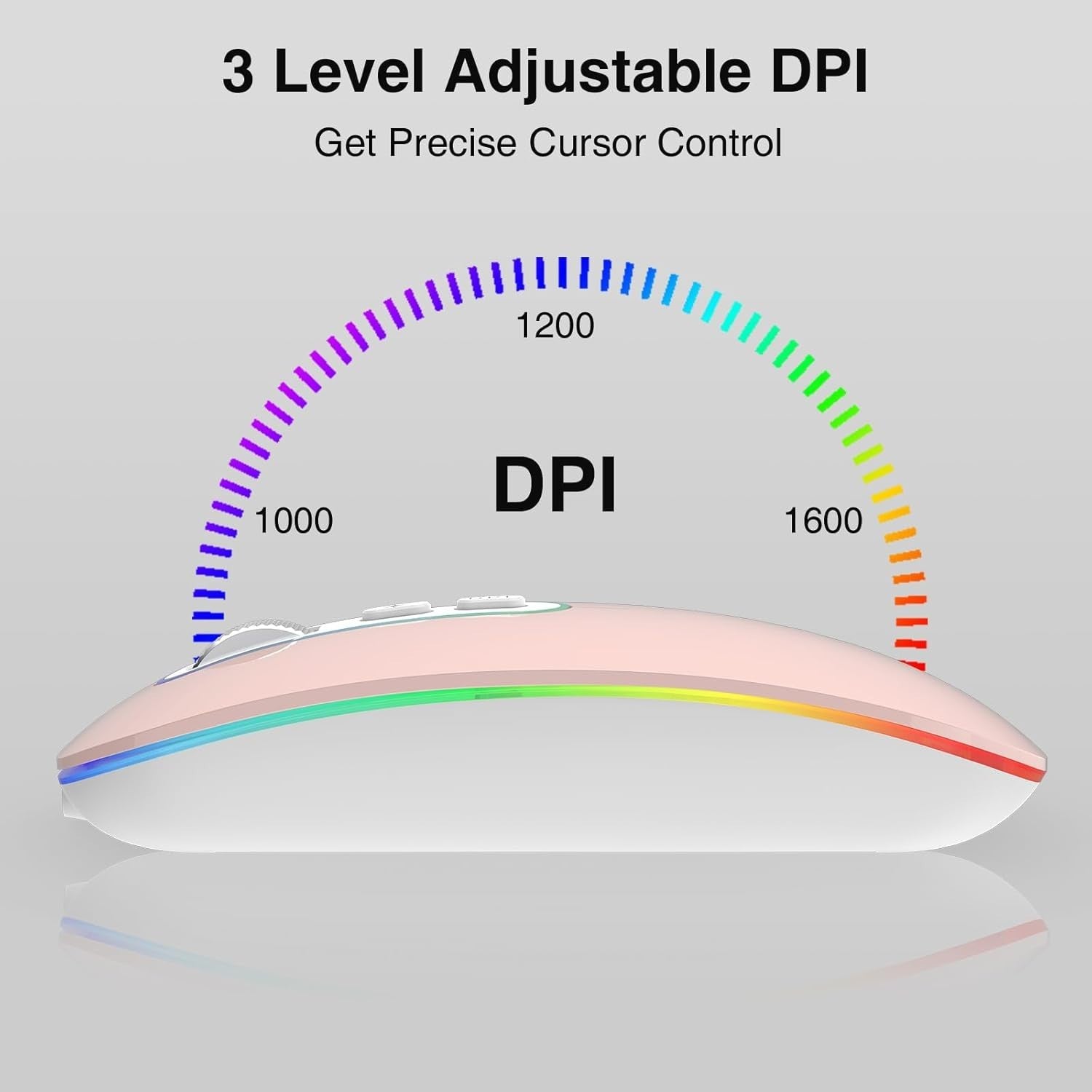 Rechargeable Wireless Mouse Bluetooth 5.1 2.4G Silent Slim LED Ergonomic