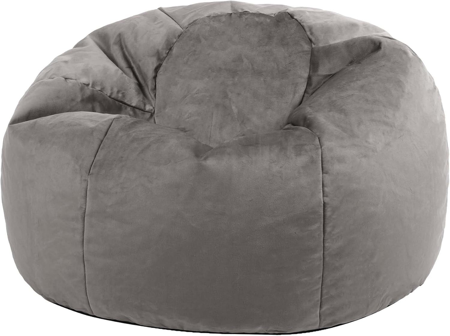 Large Grey Velvet Bean Bag Chair Adult Size | Comfy Lounge Seat