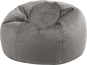 Large Grey Velvet Bean Bag Chair Adult Size | Comfy Lounge Seat