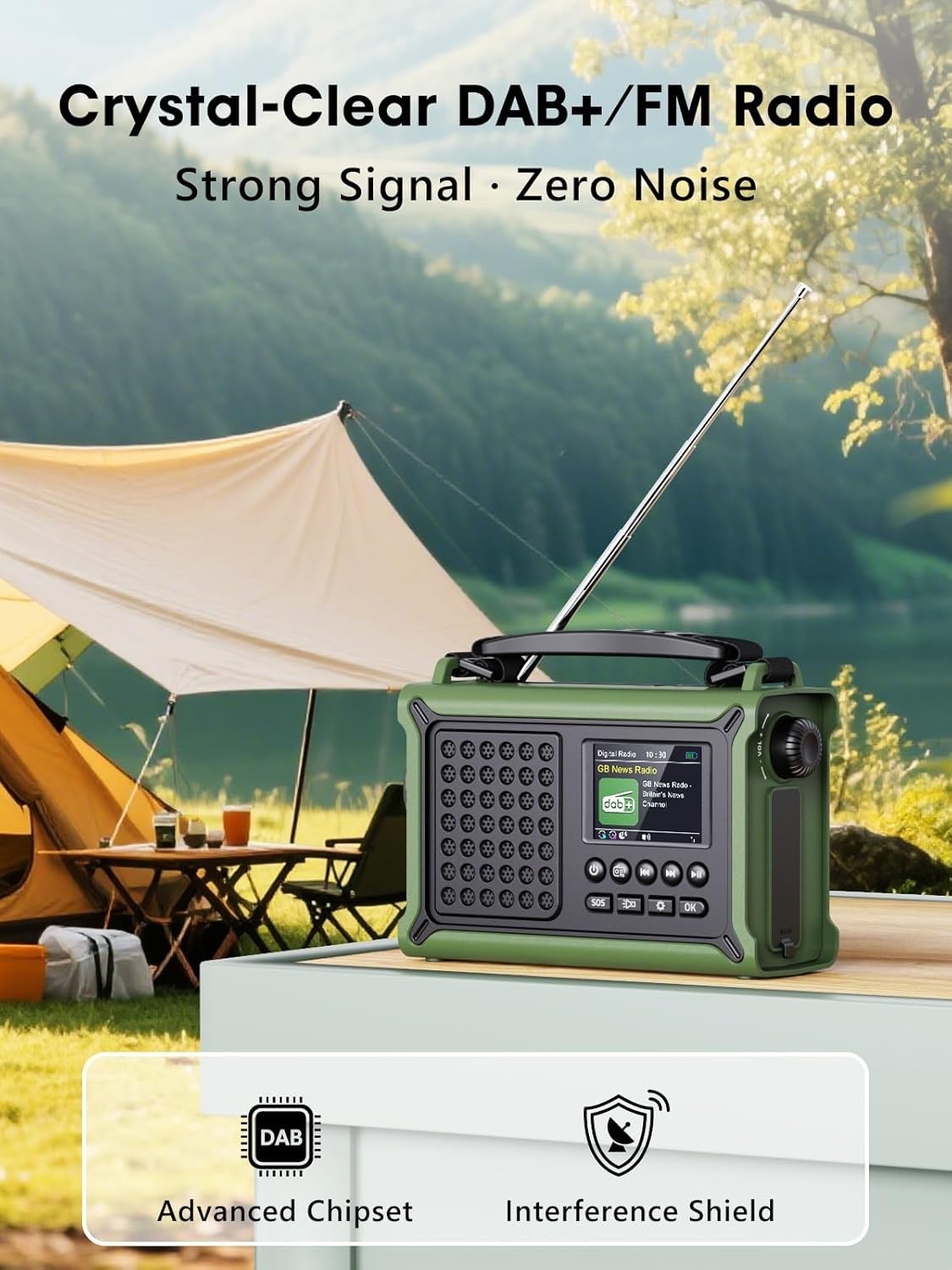 Emergency Solar & Hand Crank Radio DAB+/FM with Bluetooth, Torch & Power Bank