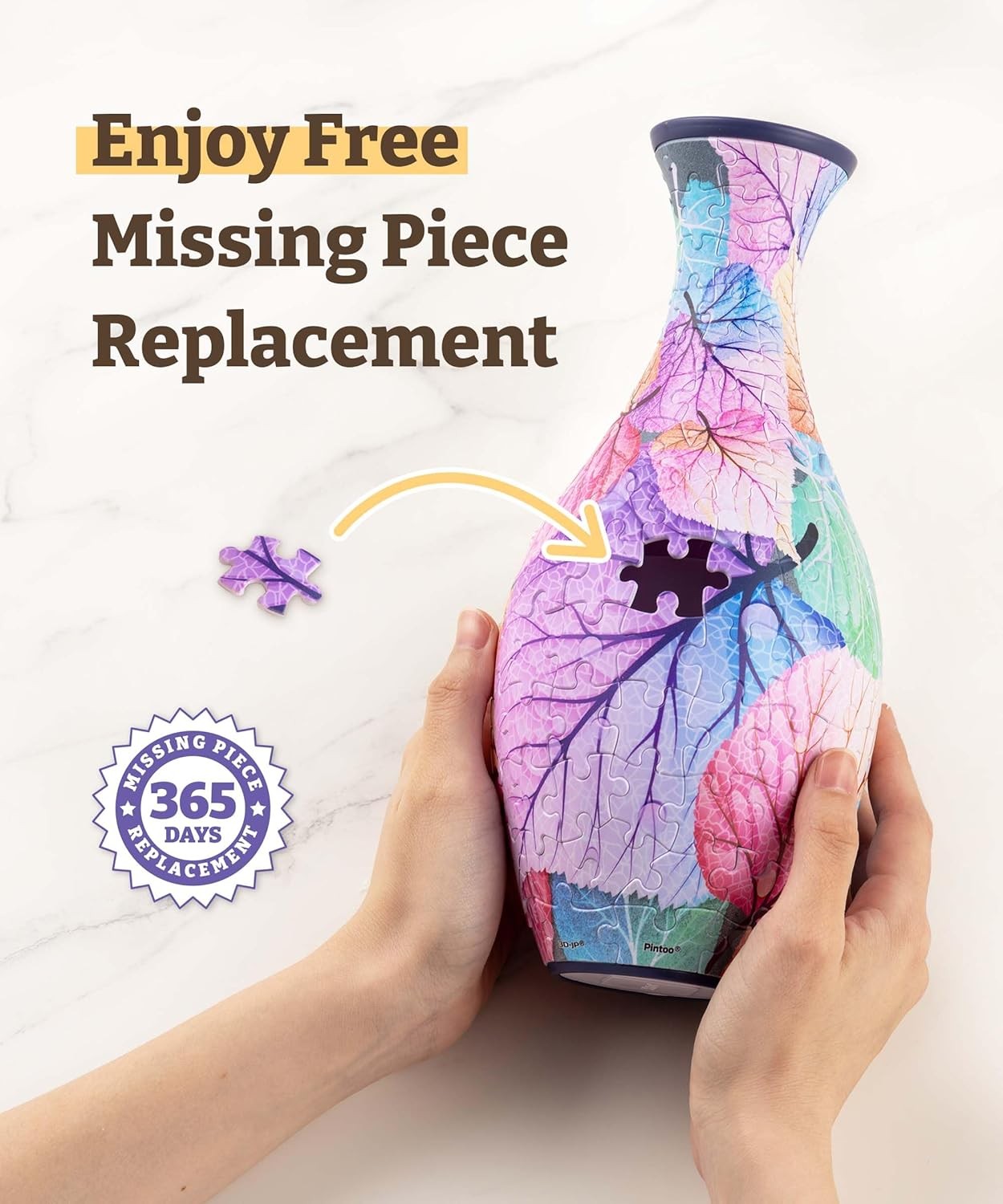 3D Puzzle Flower Vase 160 Piece Blue White Floral Decorative Home Gift