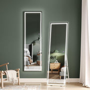 LED Full Length Mirror 140x40cm Wall Leaner with 3-Colour Touch Lights