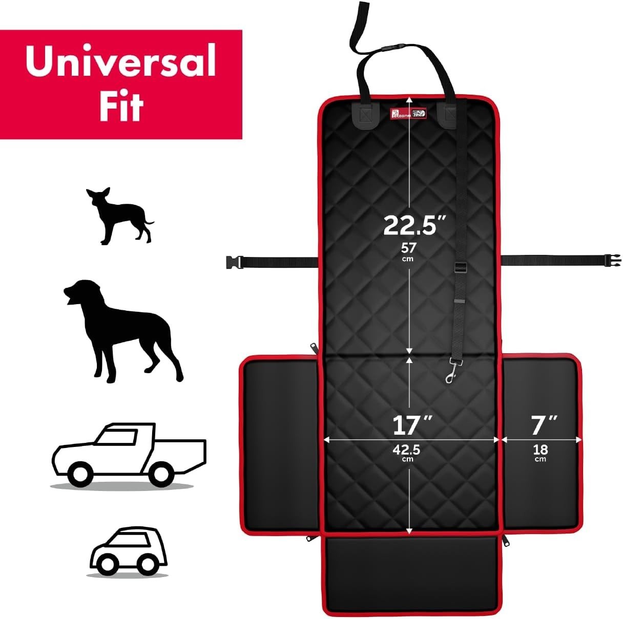 2 in 1 Dog Car Seat Booster Bed Waterproof Travel Cover Black Red