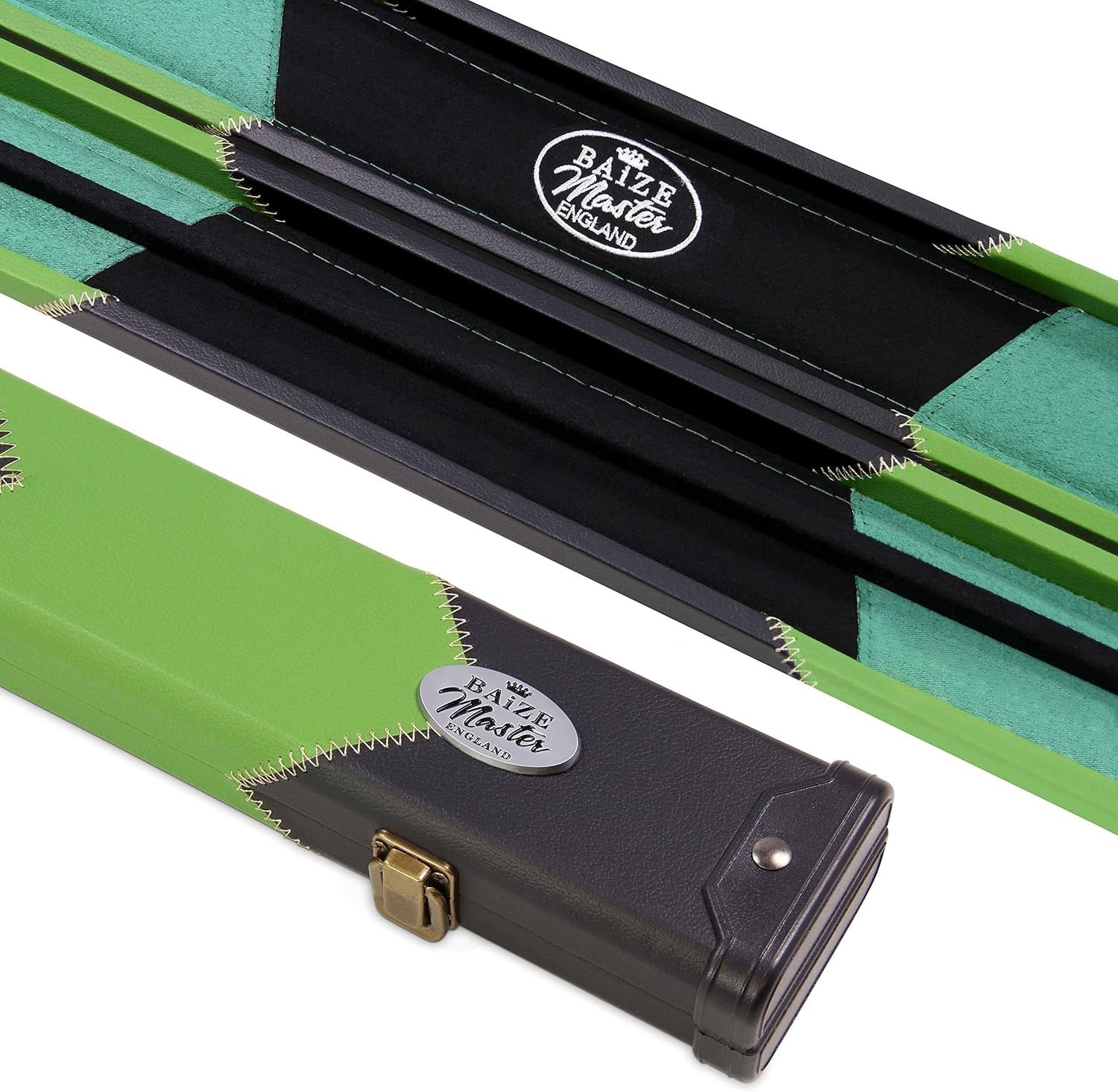 Green Hard Cue Case Snooker Pool 2 Piece Centre Joint Deluxe