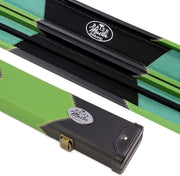 Green Hard Cue Case Snooker Pool 2 Piece Centre Joint Deluxe