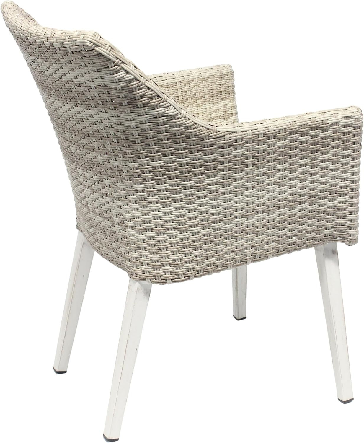 Indoor Rattan Dining Armchair With Cushion Modern Woven Seat Solid Legs