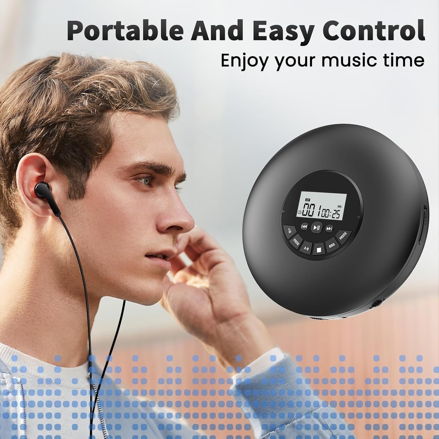 Portable CD Player Discman Anti-Skip CD-R CD-RW w Earphones LCD
