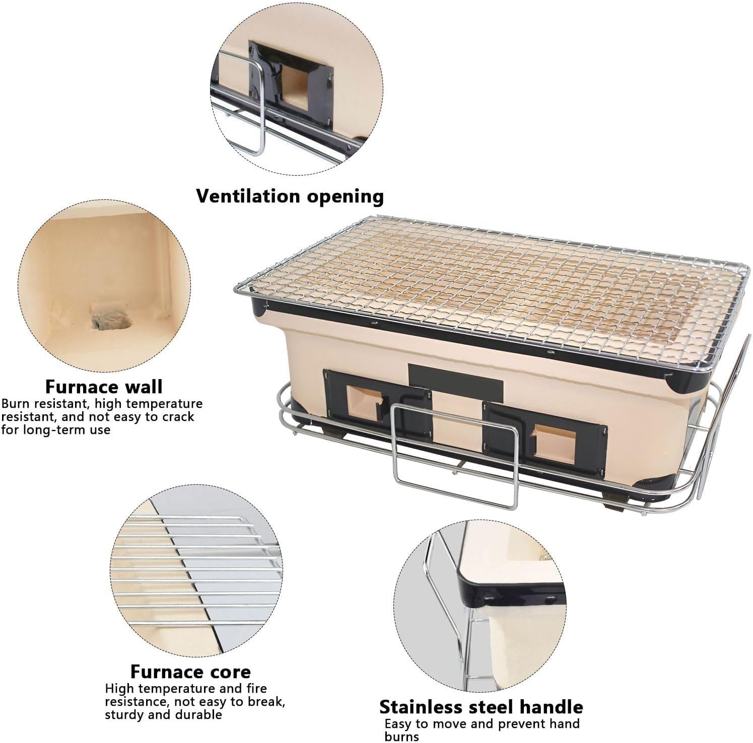 Clay Tabletop Charcoal BBQ Grill Portable Yakitori Japanese Style Stove