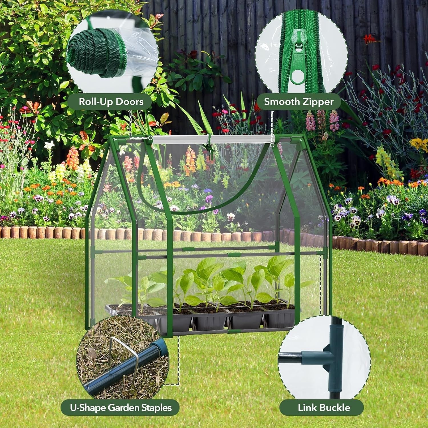 Portable Mini Greenhouse Indoor Outdoor Dual Door Plant Tent Cold Frame