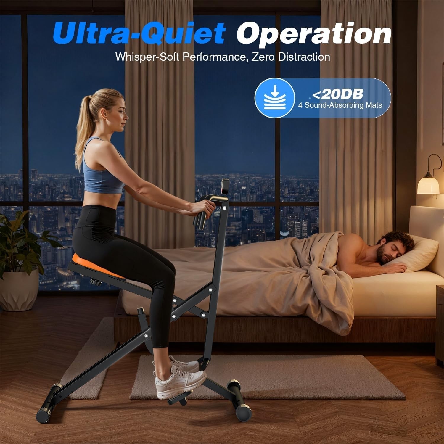 Compact Foldable Squat Rowing Machine w LCD 350LB Full Body Trainer