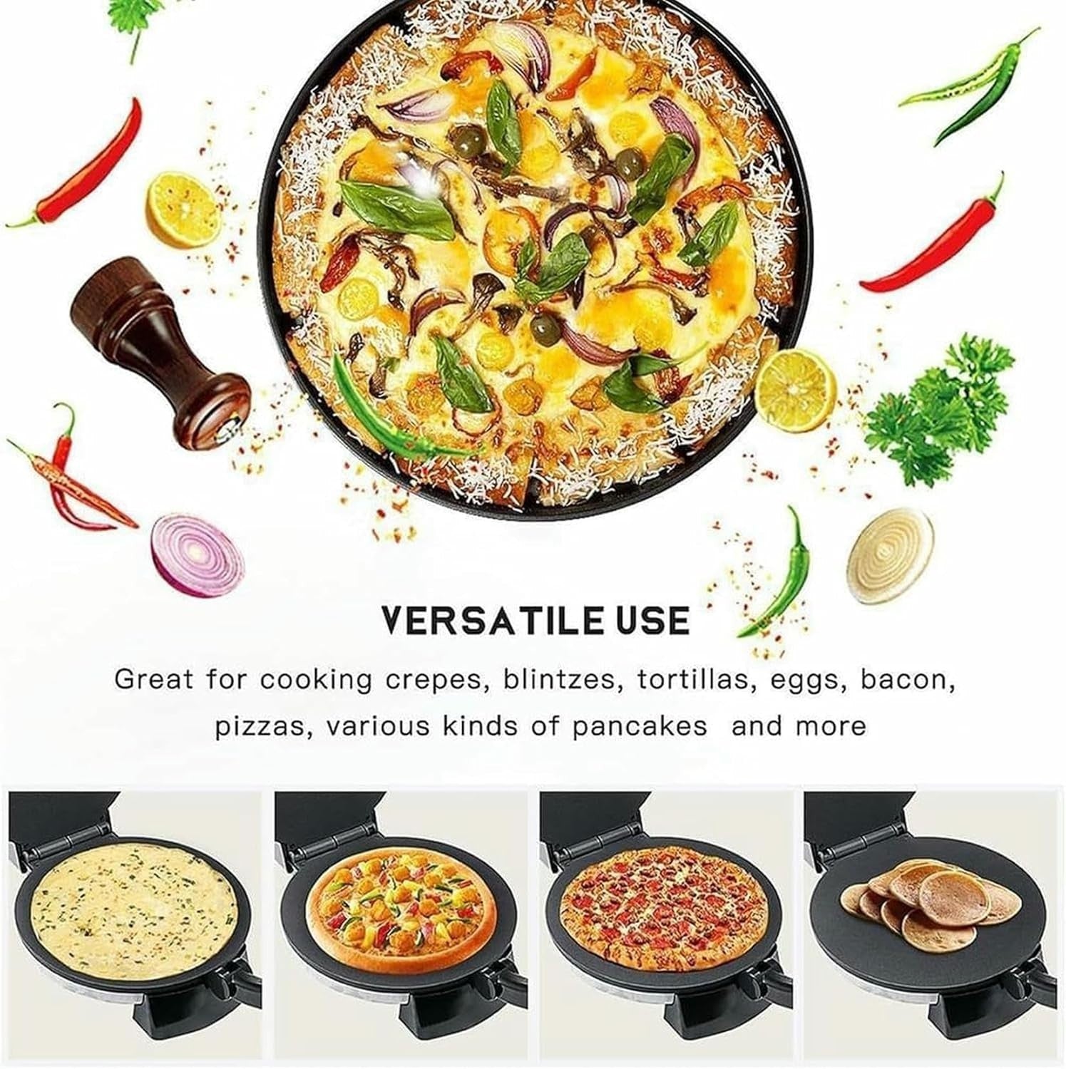 1400W Electric Roti & Tortilla Maker | Non-Stick Double-Sided Heating