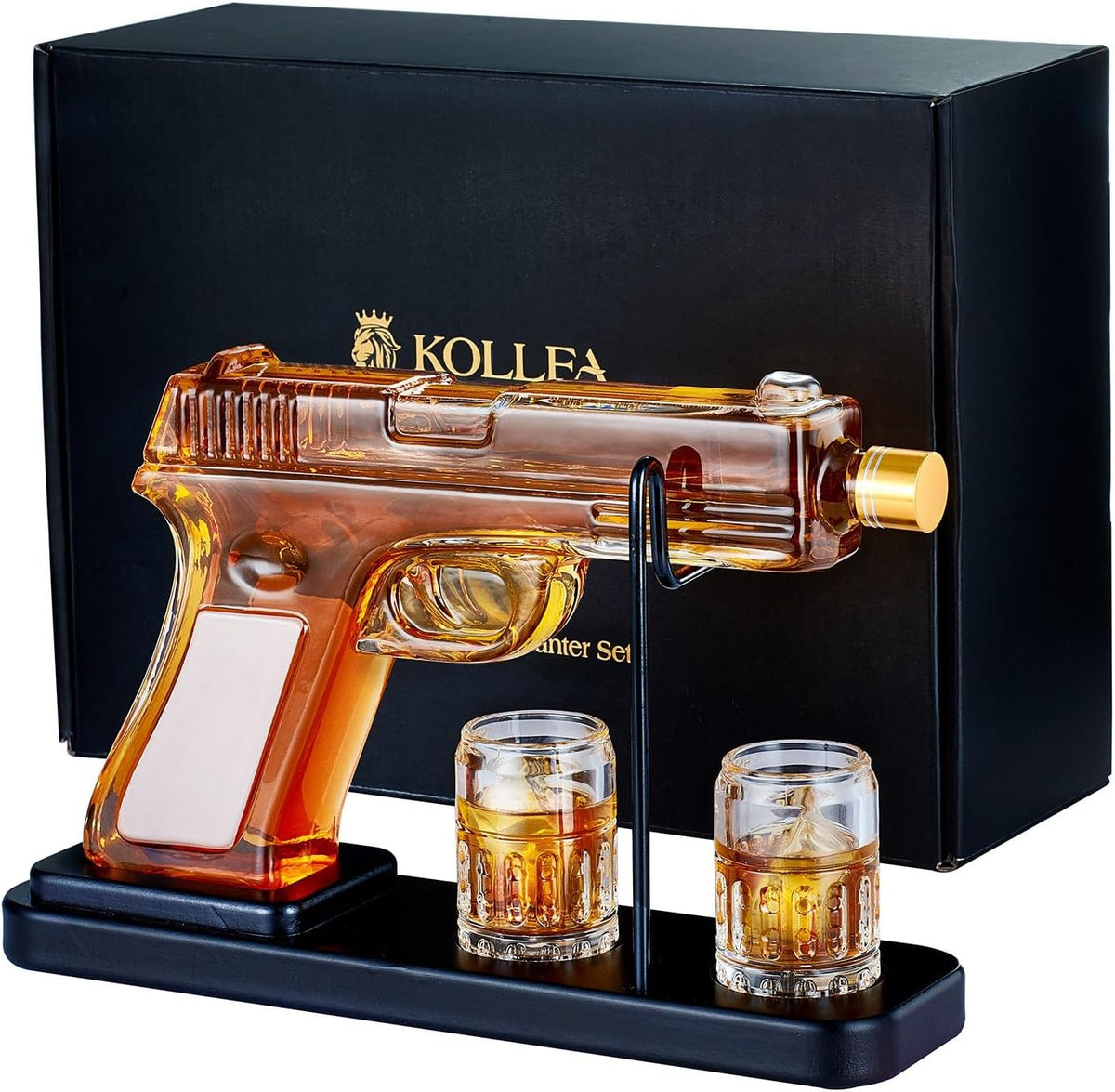 Gun Whiskey Decanter Set 450ml with 2 Glasses Gift For Men Bar Display