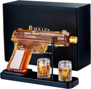 Gun Whiskey Decanter Set 450ml with 2 Glasses Gift For Men Bar Display