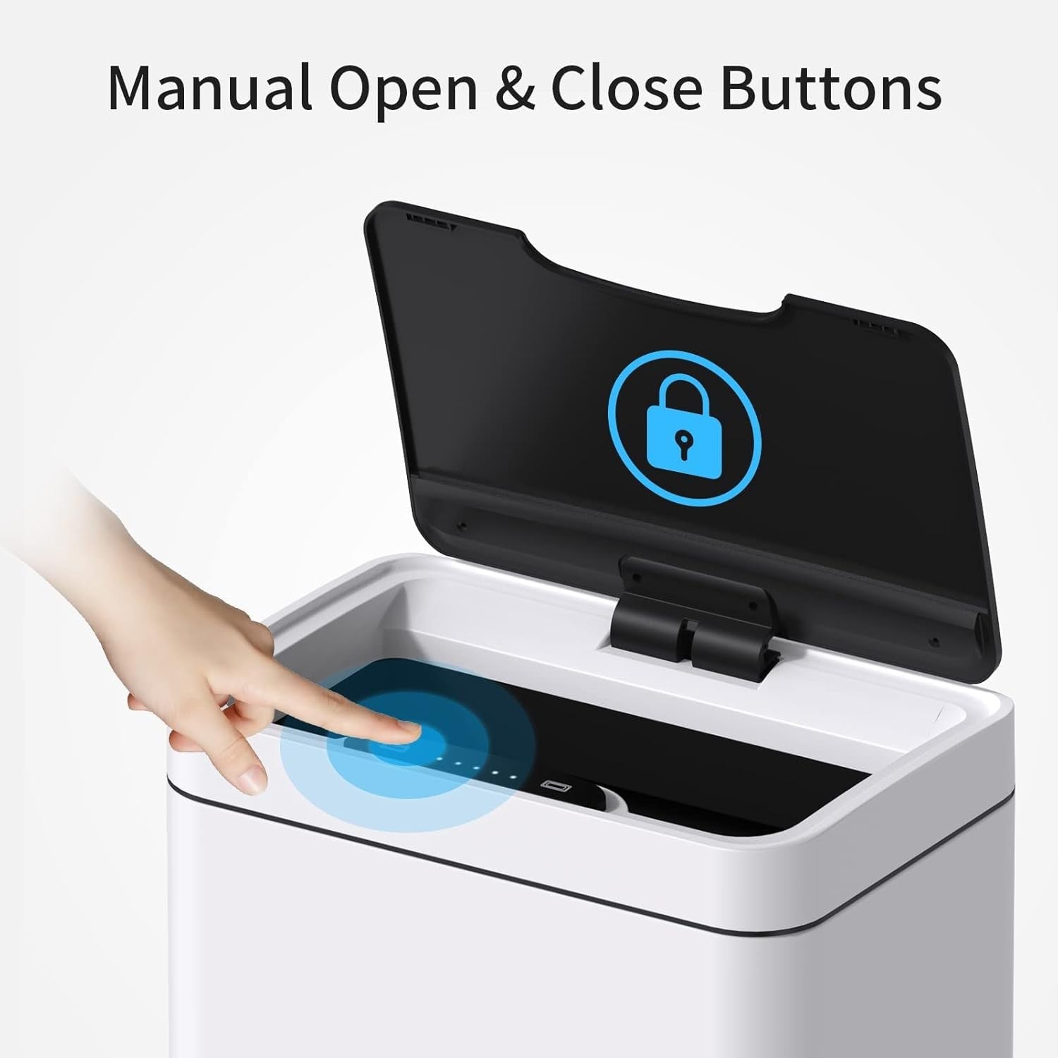 50L Touchless Kitchen Bin Motion Sensor Stainless Steel White