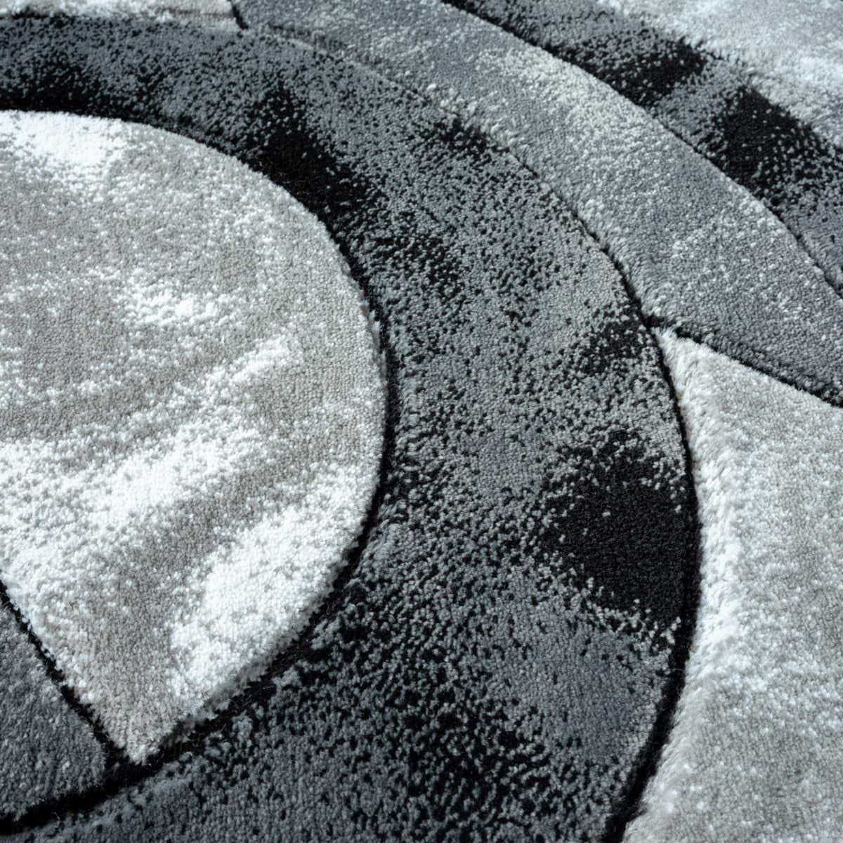 Luxury Grey Circle Rug 120x170cm – Soft High Pile Non Slip Carpet