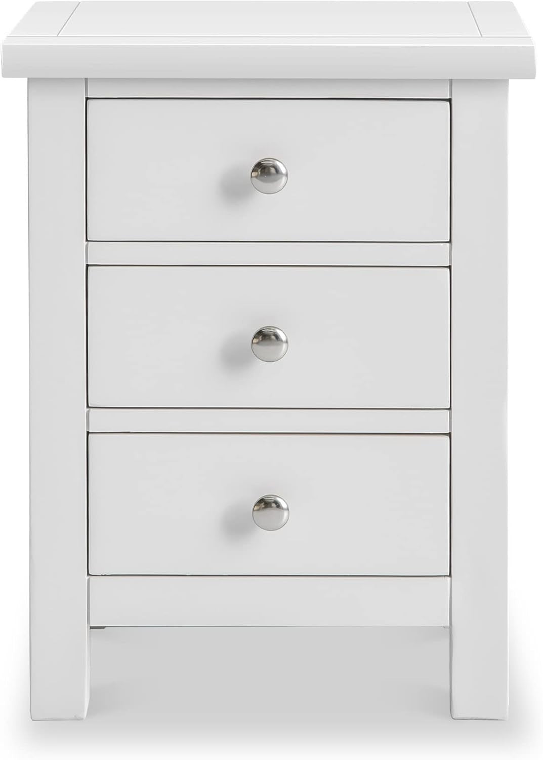 White Solid Wood 3 Drawer Bedside Table Fully Assembled 42x32x56cm Modern