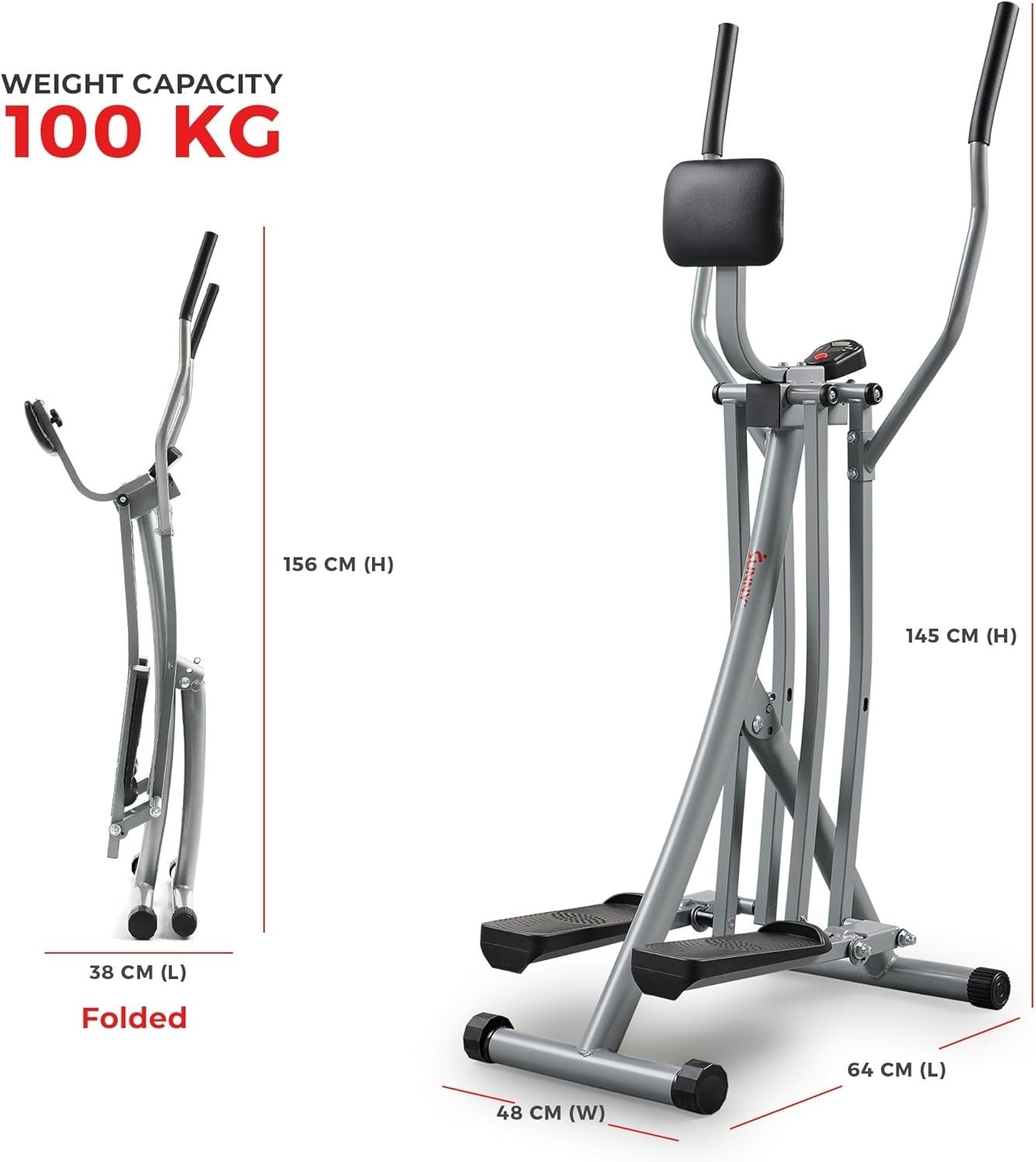 Compact 2-in-1 Upright Elliptical Cross Trainer Low-Impact Home Gym Machine