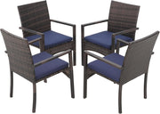 Outdoor Rattan Patio Chairs Set of 4 with Cushions Weatherproof Garden Seats