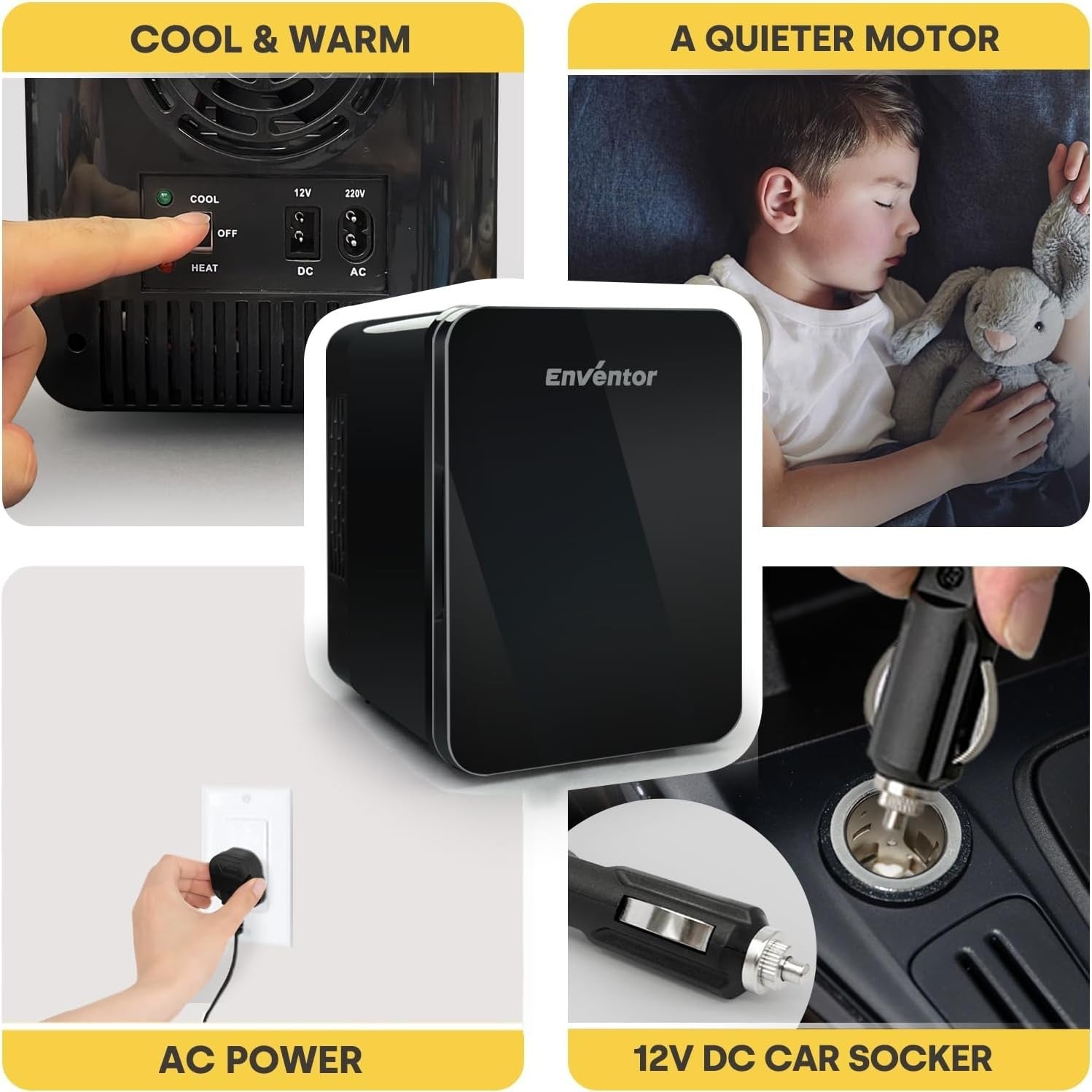 Mini Fridge 4L Portable Cooler & Warmer Compact Countertop Black