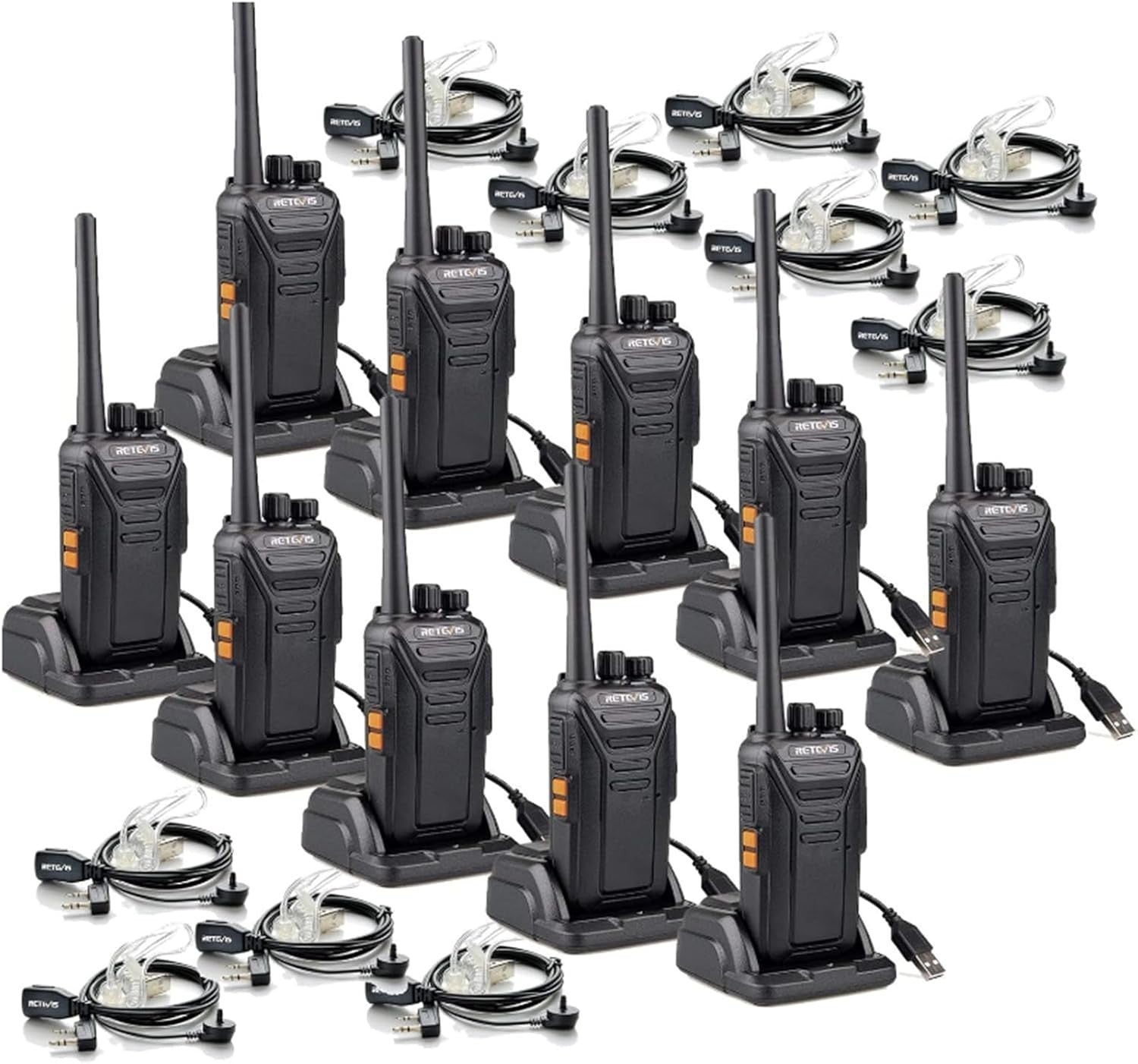 Professional Walkie Talkies 10 Pack PMR446 Rechargeable VOX 2 Way Radio