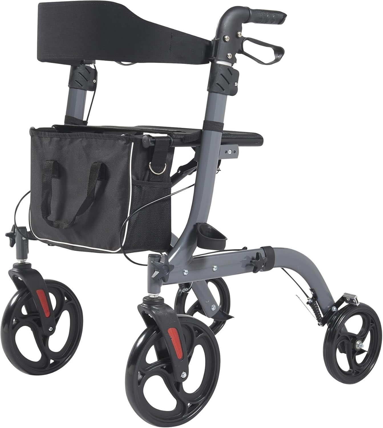 4 Wheel Rollator Walker Lightweight Folding Mobility Aid Seat Brakes Bag