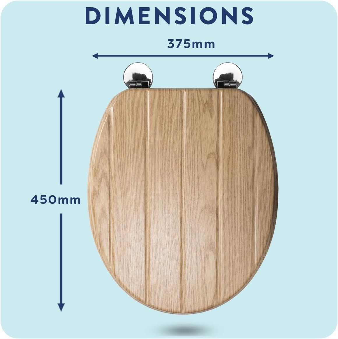 Light Oak Wooden Toilet Seat Flexi-Fix Adjustable Hinges Antibacterial Durable